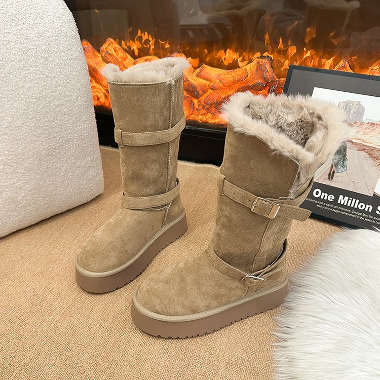 카키색 롱 부츠