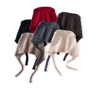 羊绒帽子男女秋冬加厚保暖防寒羊绒线百搭绑带包头护耳堆堆针织帽