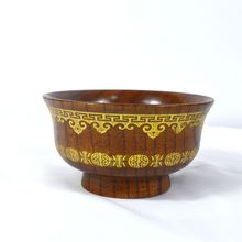 厂家定制藏式奶茶碗酸枣木饭碗蒙古族圆形酥油碗金边碗木碗民族风