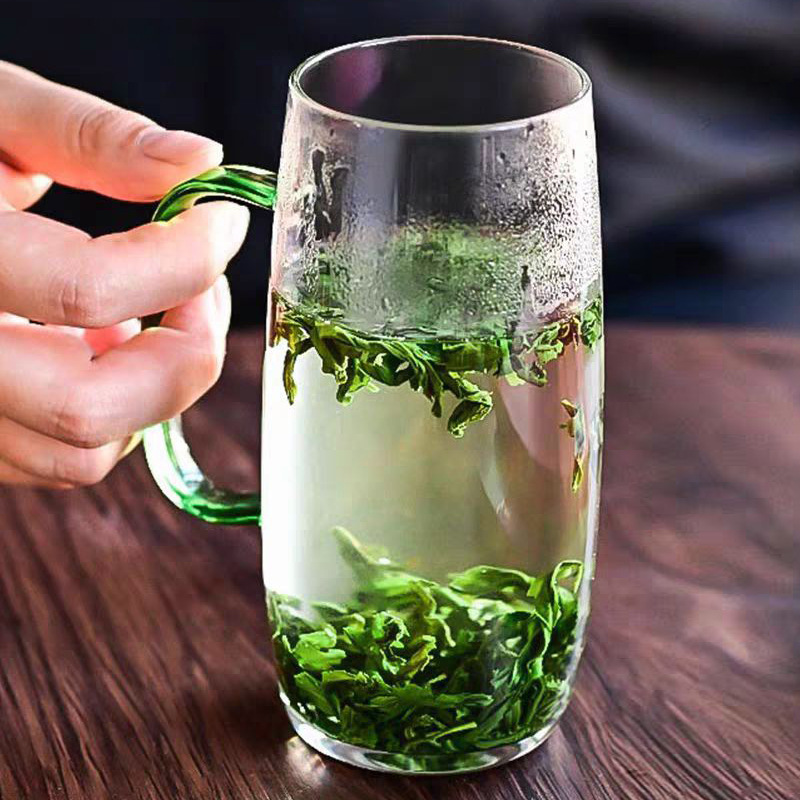 Vidrio de borosilicato con mango taza de té Oficina taza de agua unisex hogar té verde longjing taza de agua