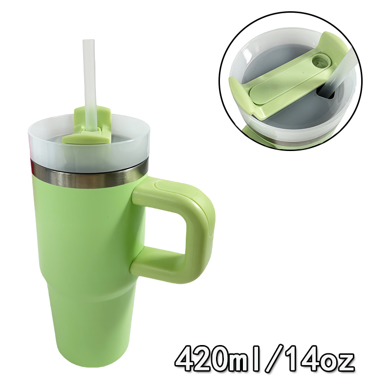 Inventario al por mayor transfronterizo 14oz portable taza de automóvil de pequeña capacidad mini taza de vacío de paja de hielo taza