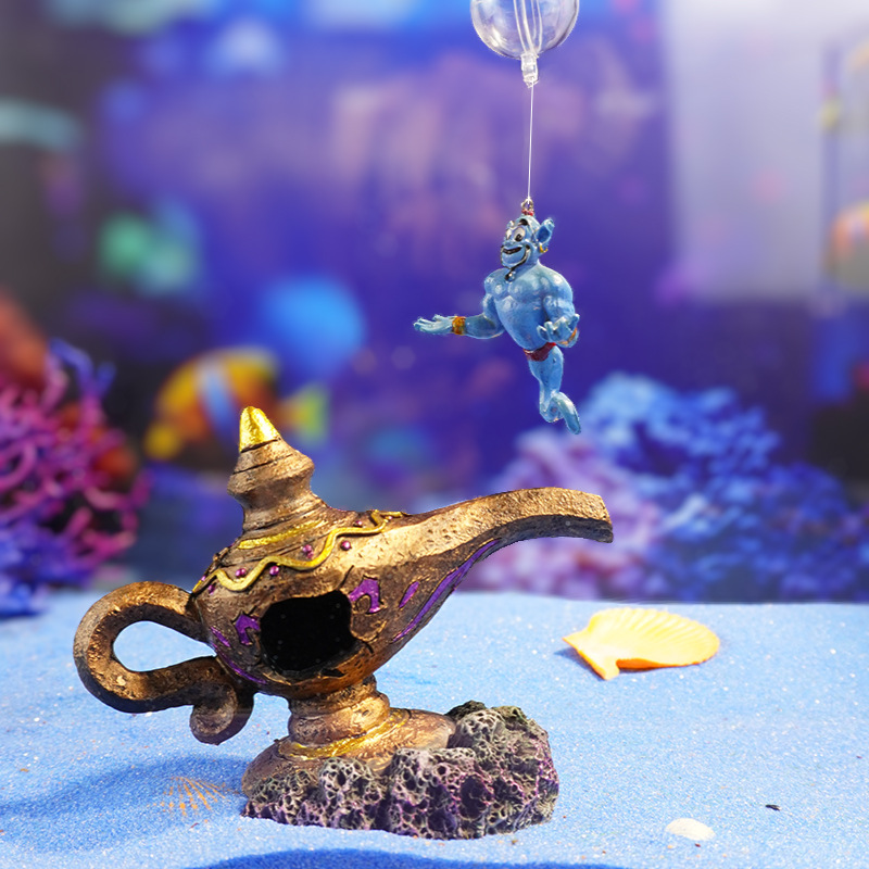 Nuevo lugar Aladdin y lámpara mágica Acuario Pecera Mascotas de escalada Decoración Decoración Artesanía de resina creativa