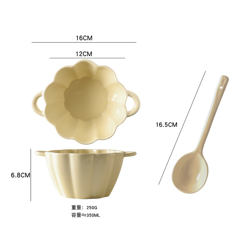 かわいい陶磁器の耳の碗の家庭用の個人の専用の新型のinsは熱いイチゴの花びらの碗の果物のサラダの碗を防ぎます。|undefined