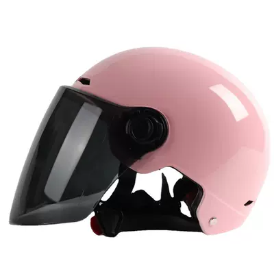 Electric Vehicle Helmet Abs, Motorcycle Safety Supplies - pink-brown-long-lens
