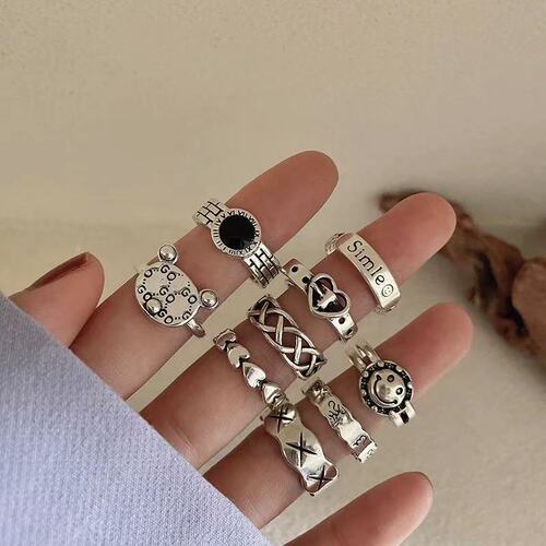 Heavy industry combination finger ring women's fashion personality retro ins cold style light luxury niche design high-end sense ring