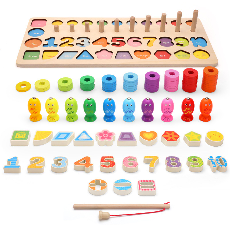 Juguetes de rompecabezas para niños 5 - en - 1 tabla aritmética de números de pesca forma emparejada juguetes de rompecabezas image 5