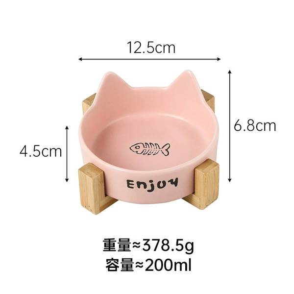 [猫耳粉色鱼骨单碗+十字架]