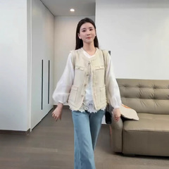流苏无袖小香风马甲女春夏季新款小个子休闲显瘦外搭坎肩马夹上衣
