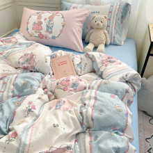 春秋ins风四件套小清新碎花田园床笠款学生宿舍可机洗床上三件套