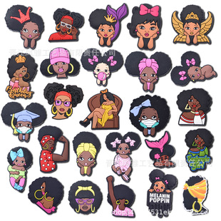 New Cartoon Black Beauty Shoe Flower Shoe Buckle Diy Accessories Cross-border Shoe Buckle Girl Hairpin in stock