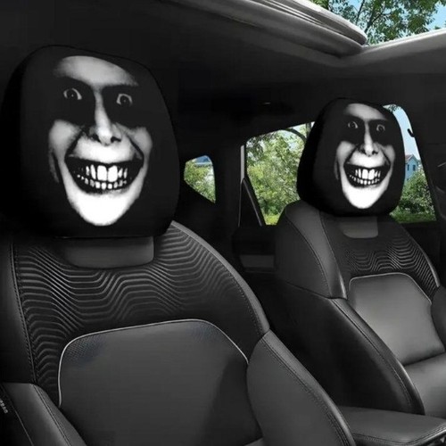 Black Skull Car Print Headrest Cover – Universal, Stretchy, Fun & Quirky Headgear