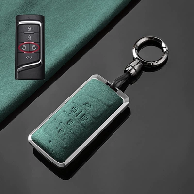 Car key bag gs4plus Car Key Set M8 - trumpchi-a-tarnish-aluminum-alloy-dark-green-fur-convenient-buckle