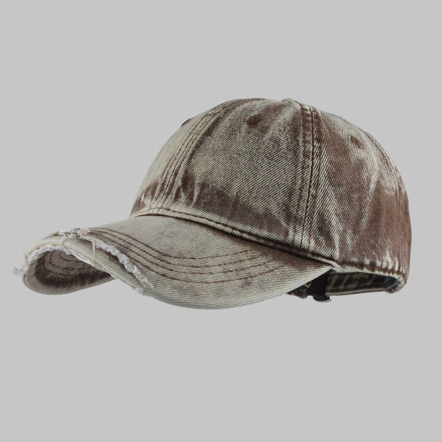 Denim baseball cap, leisure adjustable hat, washed look, size M (56–58 cm)
