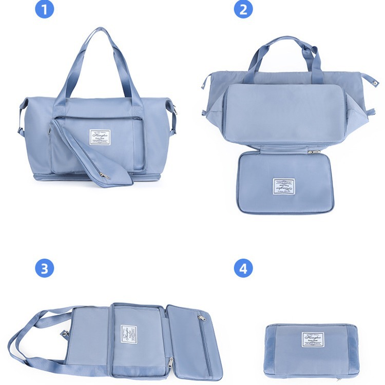 Bolsa deportiva de viaje plegable, gimnasio/yoga, compartimento seco y húmedo