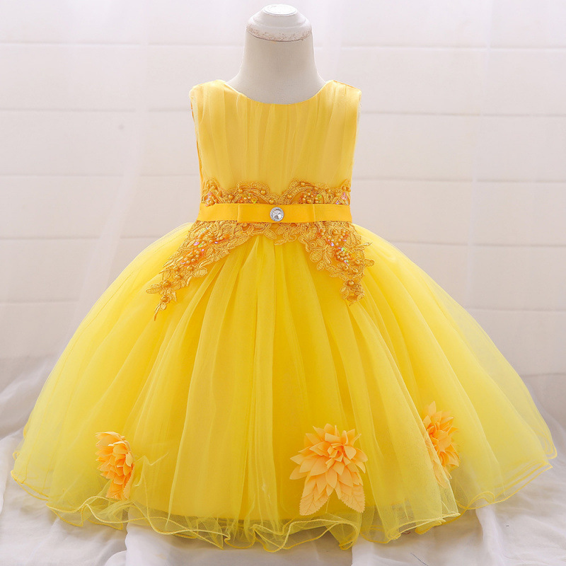 Europa y América eBay nueva moda bebé de un año pequeño vestido de niña vestido de princesa vestido de lavado una pieza de cabello