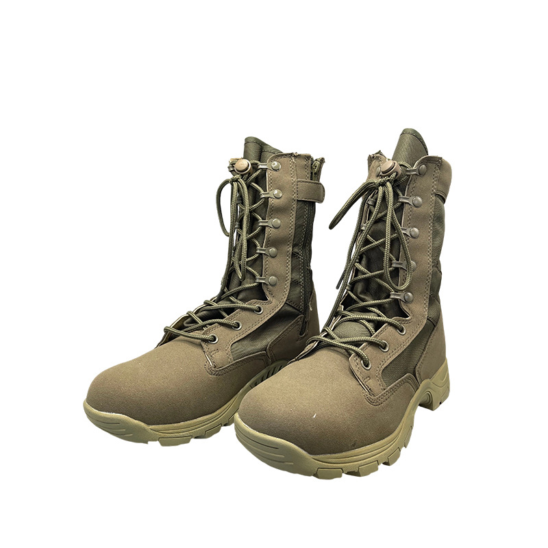 Montañismo al aire libre, entrenamiento de campo, botas militares de campo de batalla, nuevas herramientas de rescate de aventura impermeable de caña media y alta, botas tácticas del desierto al por mayor