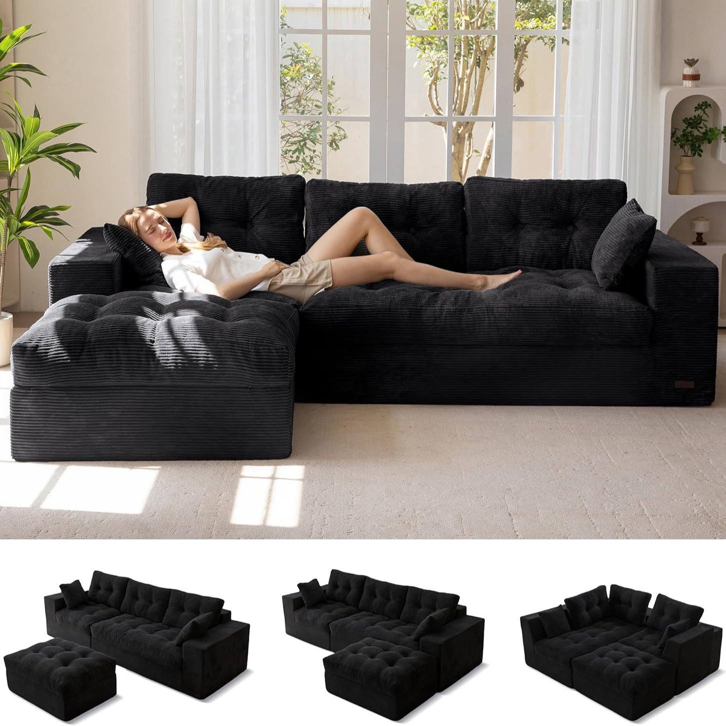 Explosión transfronteriza 32D sofá esponja comprimida sillón de sala de estar módulo de sofá combinado suelo sofá no necesita instalación