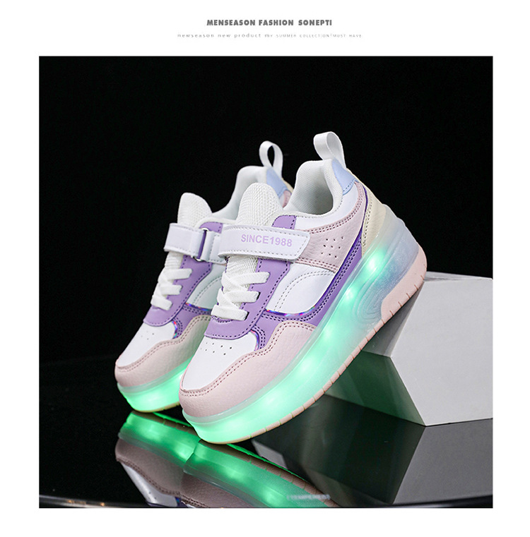 Kinder-Rollschuhe mit zwei Rädern für Jungen und vier Räder, explosive Laufschuhe für Teenager, Rollschuhe für Mädchen_voghion.com