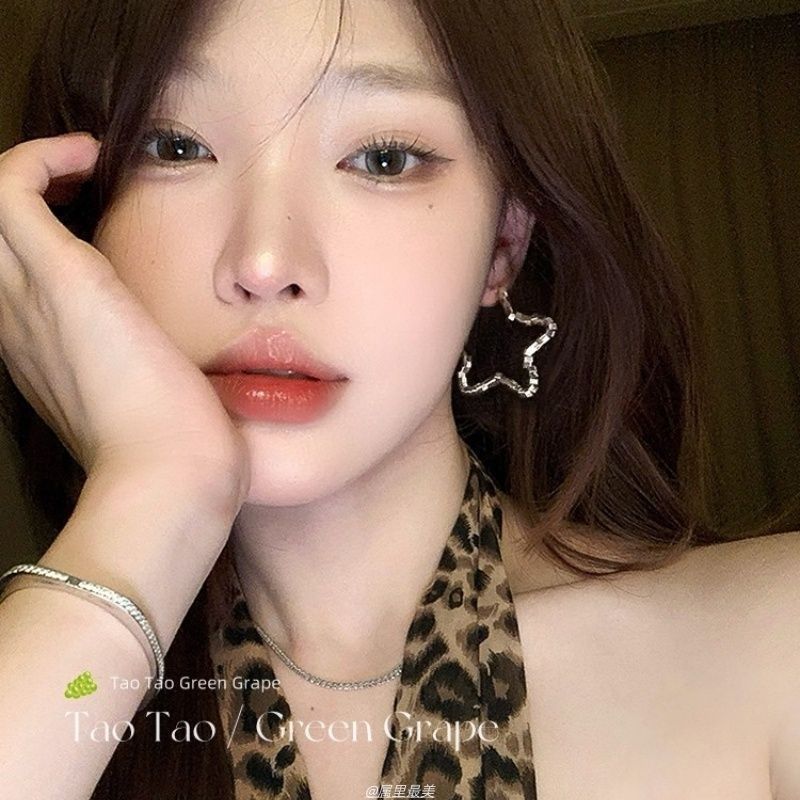银色镂空碎银子星星耳环女2025新款耳钉五角星大耳圈方圆脸耳饰|undefined