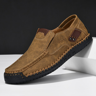 Cross-border Spring and Autumn New Amazon Beans Shoes Men's Foot plus size Loafers Foreign Trade Hand-stitched Business Break