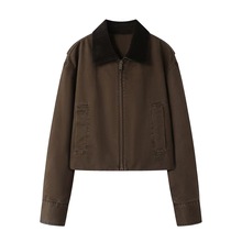 现货2025秋季新款宽松休闲复古灯芯绒翻领短款夹克外套MBE3JKT004