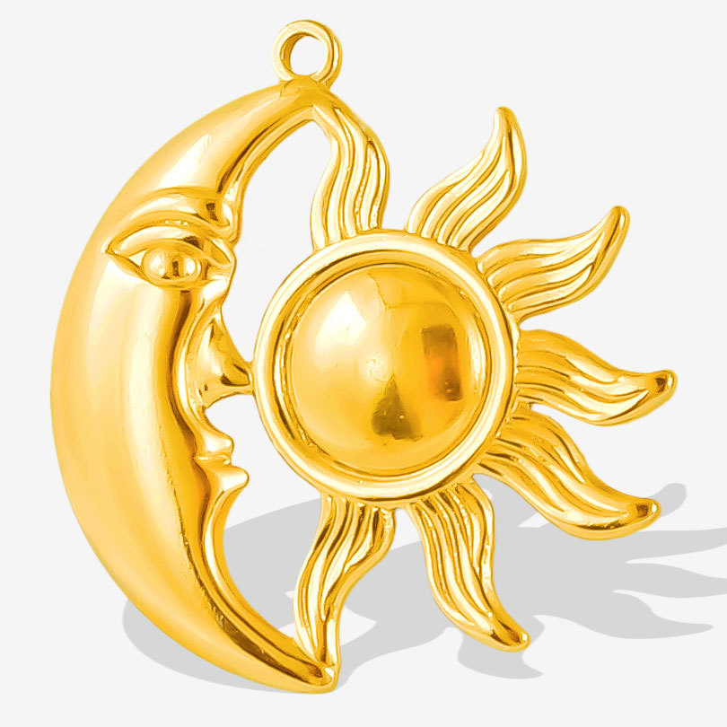 304 Stainless Steel Creative Moon Sun Pendant Accessories DIY Pendant Necklace Handmade Jewelry Making Accessories in stock