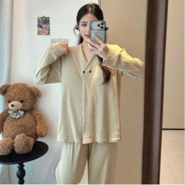 2026 Autumn New Four-Season Cotton Maternity Pajamas with Chest Pads, Women's Casual Homewear Set, Suitable for Going Out 2026 Autumn New Four-Season Cotton Maternity Pajamas with Chest Pads, Women's Casual Homewear Set, Suitable for Going Out