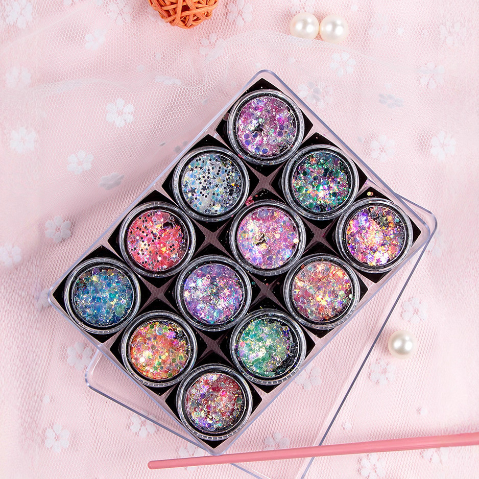 Princesa online celebridad ojo maquillaje sirena lentejuelas estrella parche chica ojo esquina lentejuelas Reunión Anual fiesta maquillaje gel lentejuelas