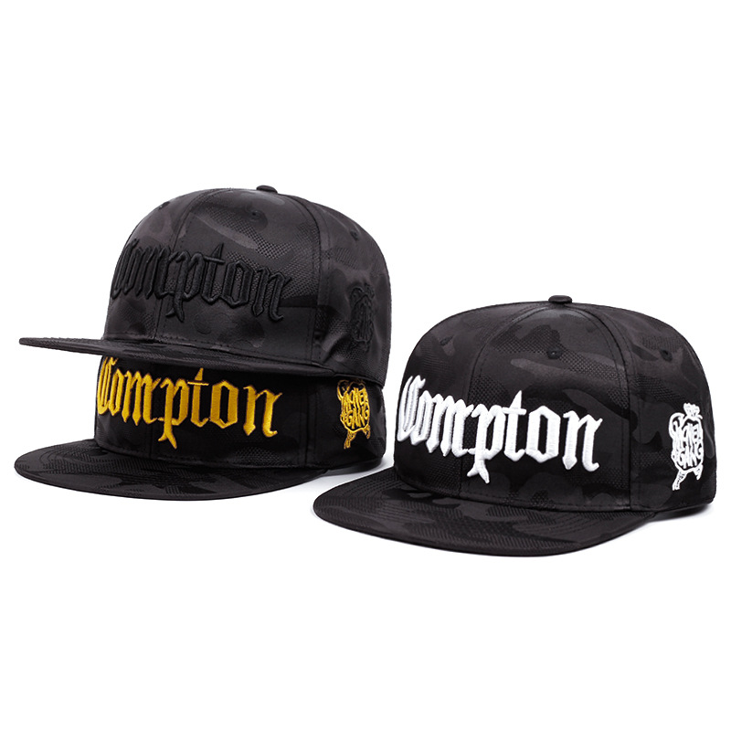 Cross-border e-commerce unisex flat brimmed hats street embroidery COMPTON hip-hop baseball caps