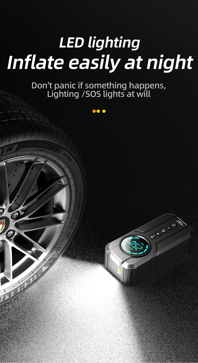 【Yx1819】Cross-Border Car Air Pump, Wireless and Portable, for Passenger Cars, Electric Vehicles, Tire Inflator 12V