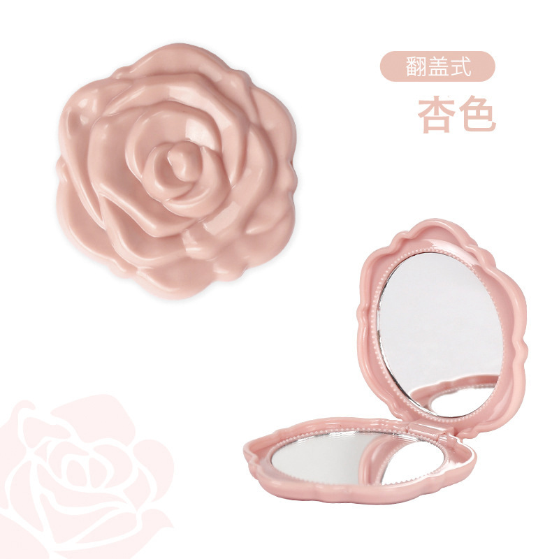 Espejo plegable portátil de doble cara con tapa, ideal para maquillaje y uso escolar o de viaje