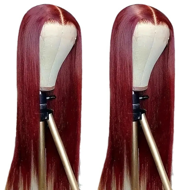 Perruque longue et lisse de style européen/américain, raie au milieu, cheveux synthétiques, texture ondulée, taille moyenne._voghion.com