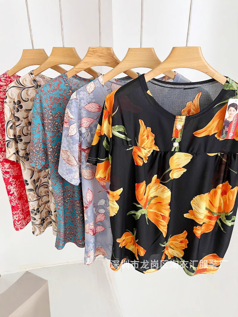 Summer silk cotton country short sleeve T-shirt