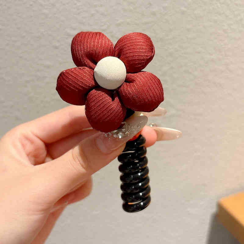 Flores para niños línea telefónica anillo de cabello de burbuja trenzada cuerda de cabello de correa de cabello de niña joyería de cabello de cola de caballo