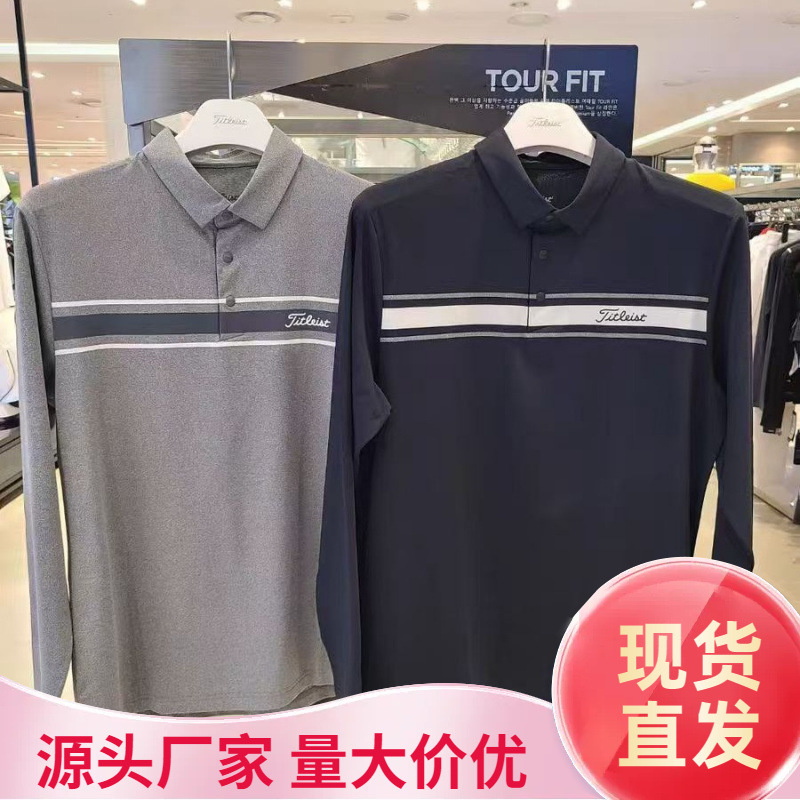 New Golf Clothing Men's Breathable Sweat-Wicking Quick-Drying Long-Sleeved Tops Outdoor Sports Uniforms Polo Shirts