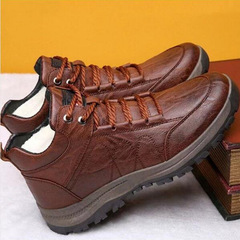 Cross-border men's hiking shoes 2023 new men's cotton shoes comfortable and warm PU lined thick casual men's shoes wholesale