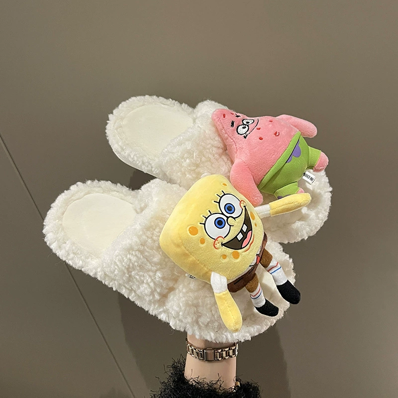 Трансграничные ins мультфильм Баотоу хлопчатобумажные тапочки зимний вьющиеся домашние мультфильм плюшевые тапочки теплые меховые тапочки