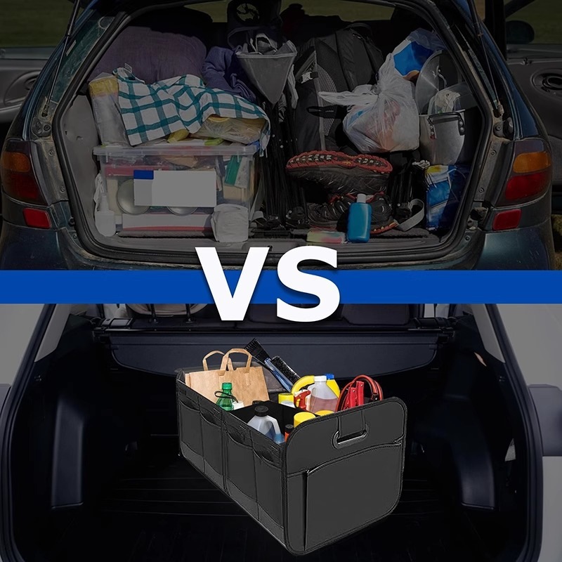Cross-Border Multifunctional Oxford Cloth Car Storage Box, Foldable Trunk Storage Box, Divided and Reinforced Storage Box