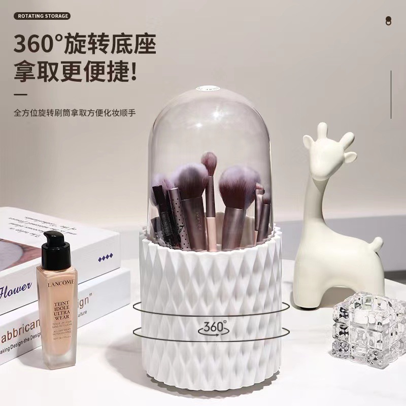 360 Rotación de gran capacidad cepillo de maquillaje cubo cepillo portátil caja de almacenamiento tubo lápiz labial lápiz de cejas sombra de ojos cepillo a prueba de polvo Titular de La Pluma
