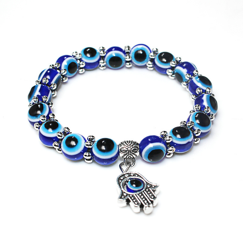 Retro Blue Eyes Palm Beads Pendant Bracelet Wholesale Nihaojewelry display picture 7