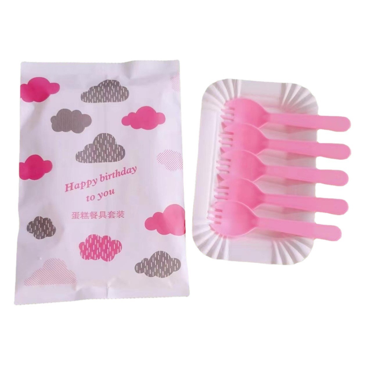 Cake Cutlery, Knife, Fork, Plate, Disposable Cutlery Set, Paper Products, Disposable Plastic Knife, Fork, and Plate