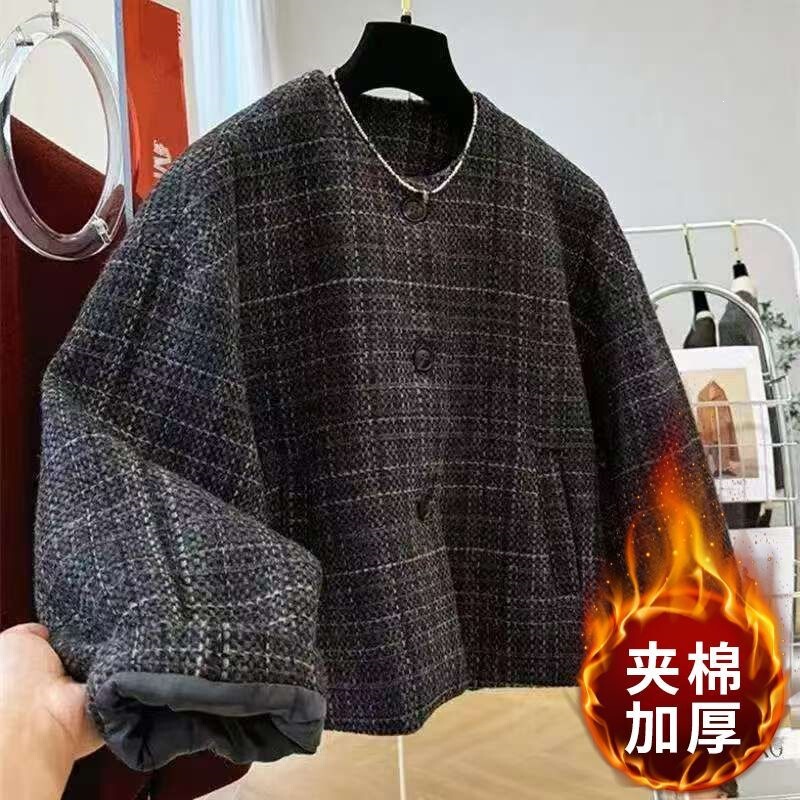 Korean-style tweed-like short woolen coat for petite women, woolen jacket, 2026 autumn and winter new women's fashion Korean-style tweed-like short woolen coat for petite women, woolen jacket, 2026 autumn and winter new women's fashion
