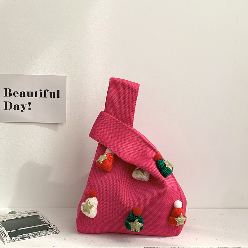 Bolsa de mochila para mujeres versátil 2025 nuevo bolso de regalo de navidad sombrero tridimensional nicho bolso de hombro de punto