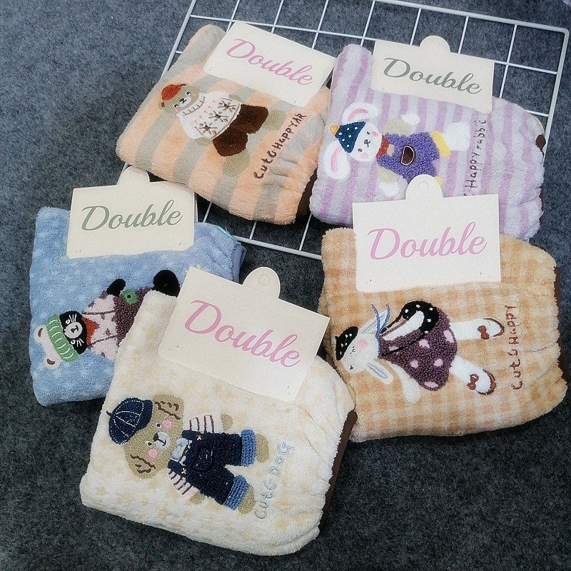 Cartoon coral velvet hair towel