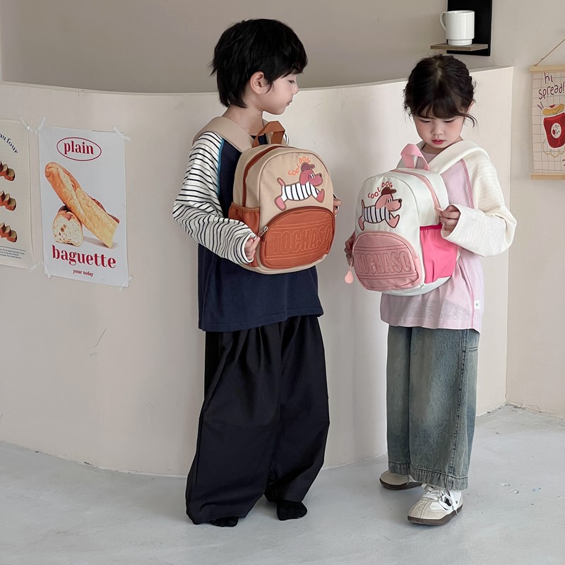 Caricaturas lindas perros, mochila para niños y niñas, nueva mochila infantil, mochila para niños con letras extranjeras, moda