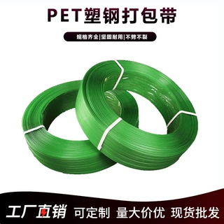 山东PET塑钢打包带多规格绿色压花塑钢带物流包装塑料编织条1608