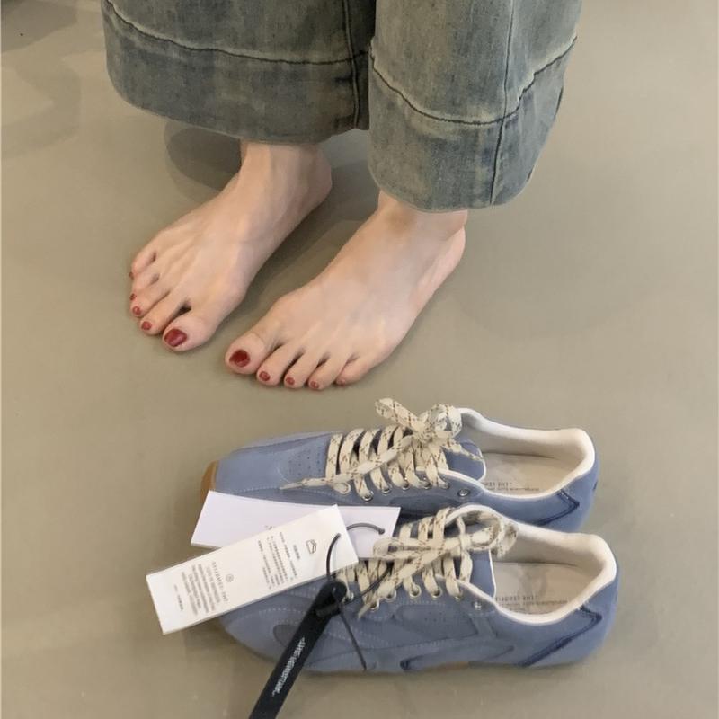 Leather version ~ 2024 new German training shoes color matching retro casual flat sports Joker strap running Forrest Gump shoes