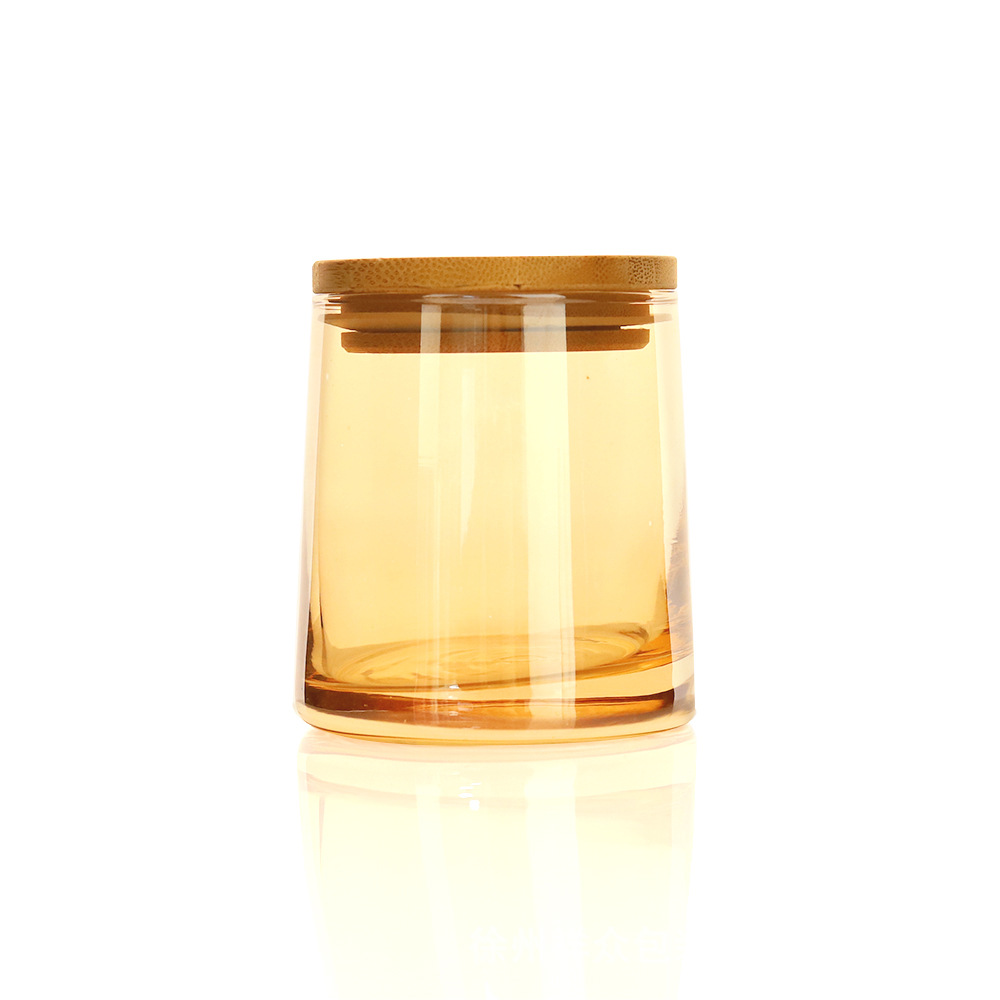 Color brillante, gran fragancia de barriga, taza de almacenamiento de vidrio transparente multifuncional con tapa de madera image 10
