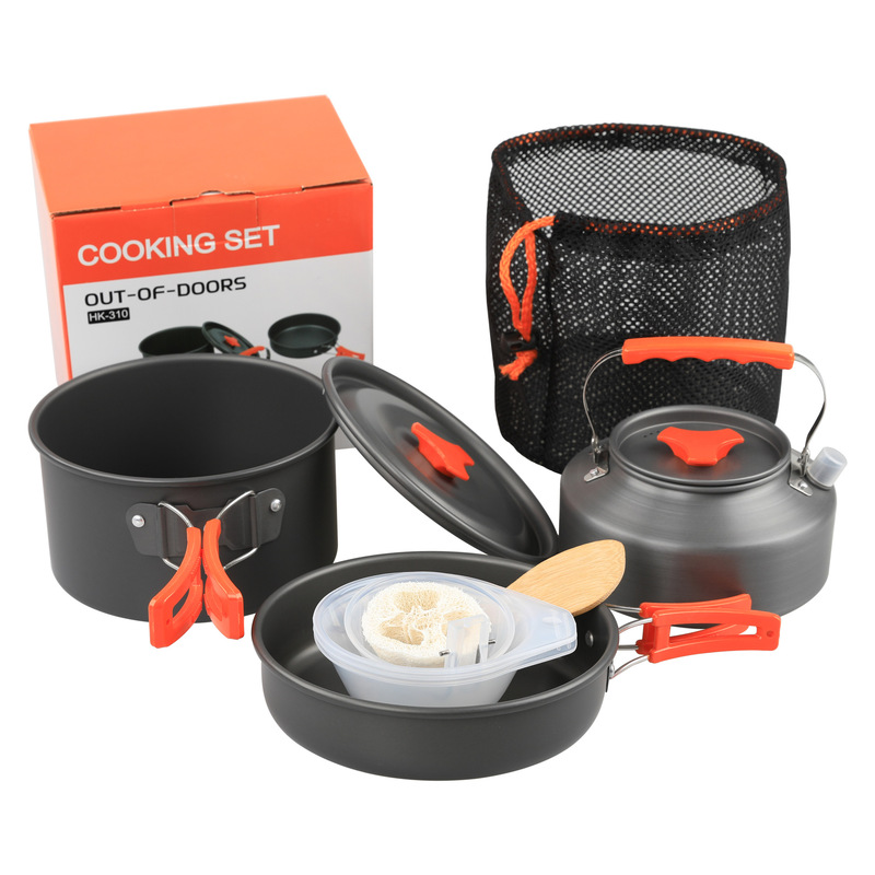 Outdoor 2-3 people picnic pot set and accessories HK310 pot set portable environmental protection camping pot set teapot combination Outdoor 2-3 people picnic pot set and accessories HK310 pot set portable environmental protection camping pot set teapot combination