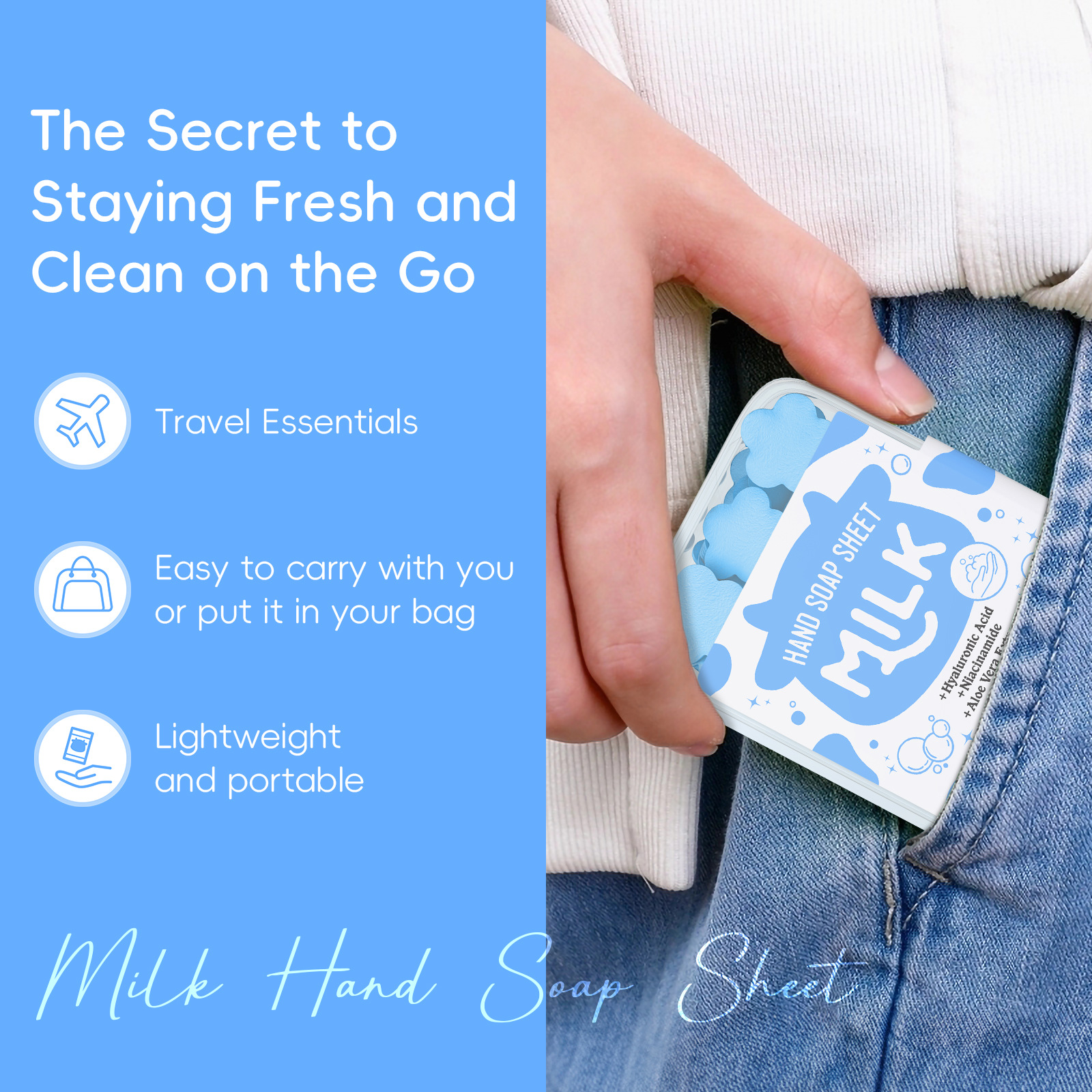 Disposable milk-flavored soap sheets, portable soap paper, mini petal hand sanitizers for students and children to carry around undefined